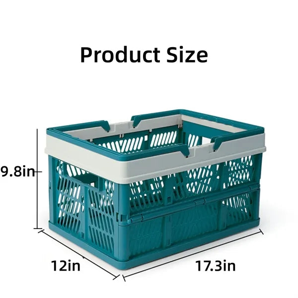 Portable Collapsible Plastic Storage Crate with Handle