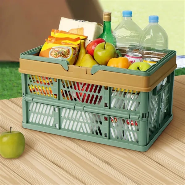 Portable Collapsible Plastic Storage Crate with Handle