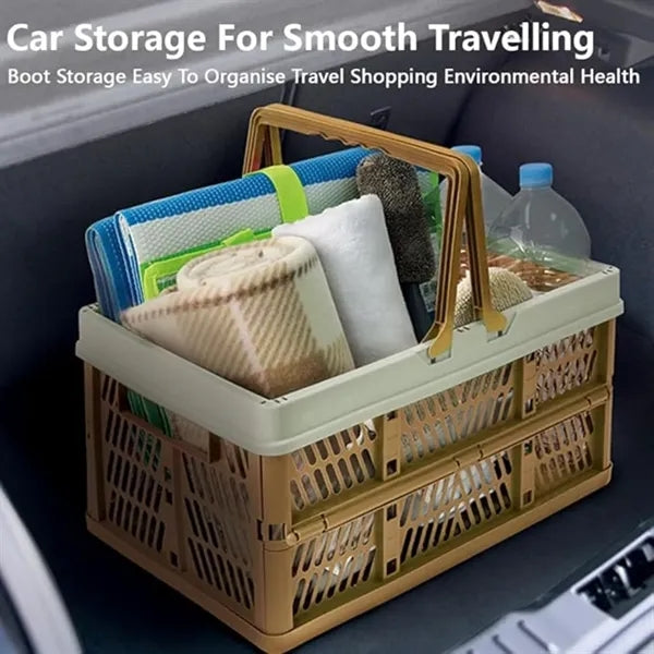 Portable Collapsible Plastic Storage Crate with Handle