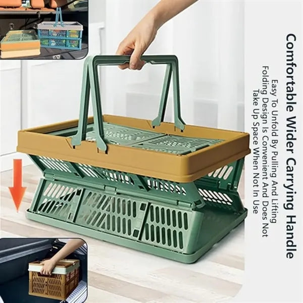 Portable Collapsible Plastic Storage Crate with Handle