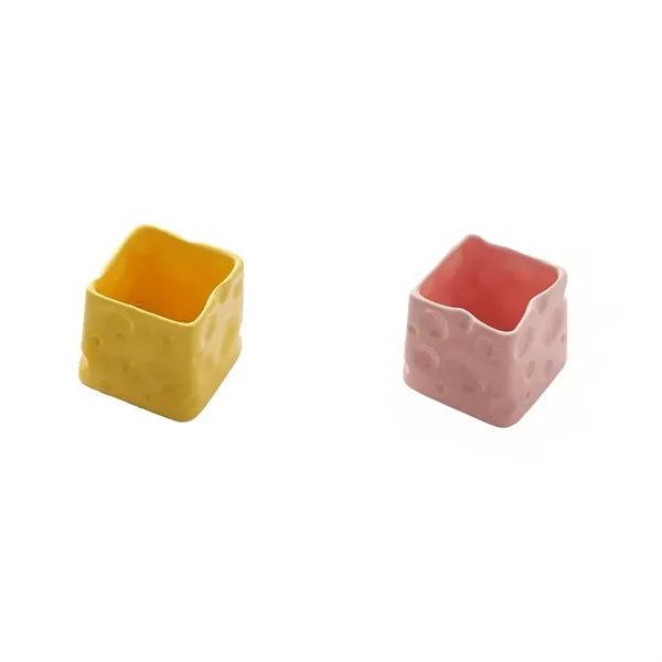 Cheese-Shaped Ceramic Desktop Storage Container