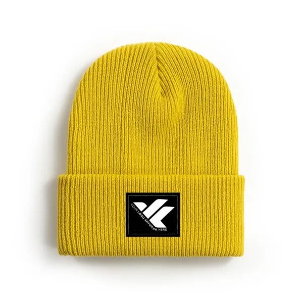 Classic solid-color cuffed knit beanie