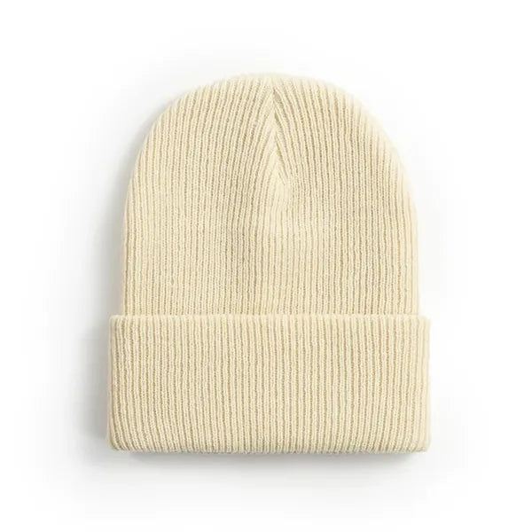 Classic solid-color cuffed knit beanie