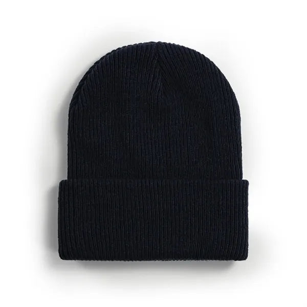 Classic solid-color cuffed knit beanie