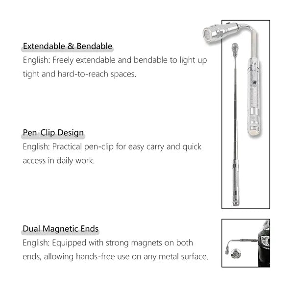 Pen-Clip Flexible Gooseneck Portable Inspection Flashlight