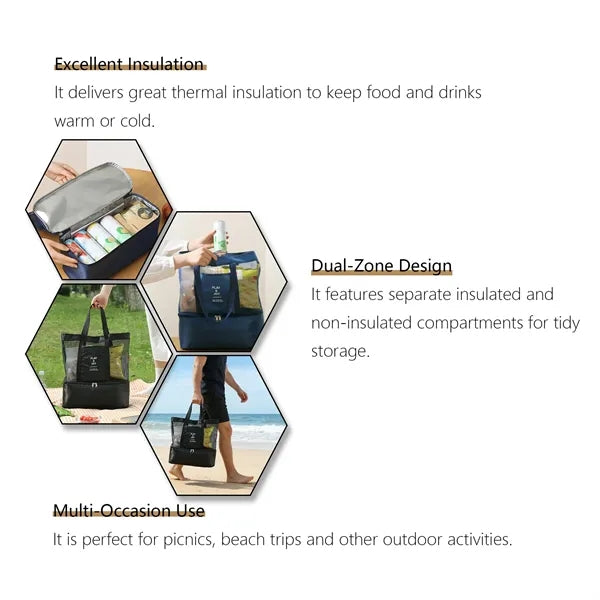 Outdoor Dual-Compartment Insulated Shoulder Tote Bag