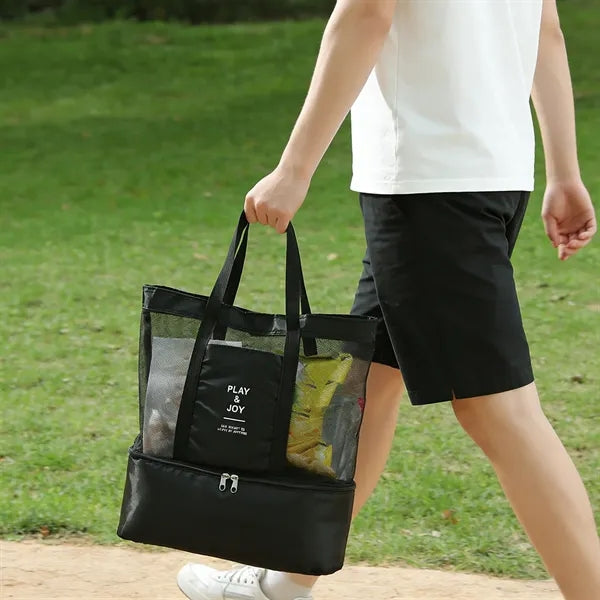 Outdoor Dual-Compartment Insulated Shoulder Tote Bag