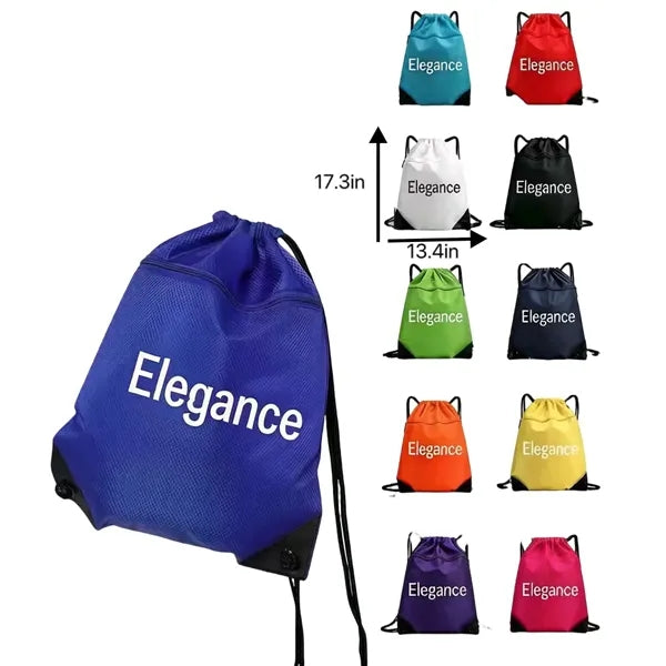 Logo Waterproof Oxford Drawstring Backpack, Large Cap