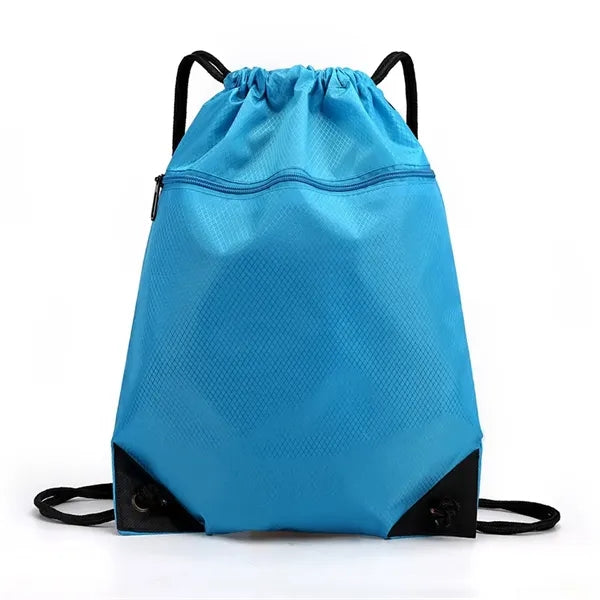 Logo Waterproof Oxford Drawstring Backpack, Large Cap
