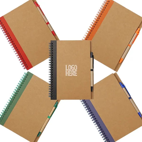 Eco-Inspired Spiral Notebook with Pen