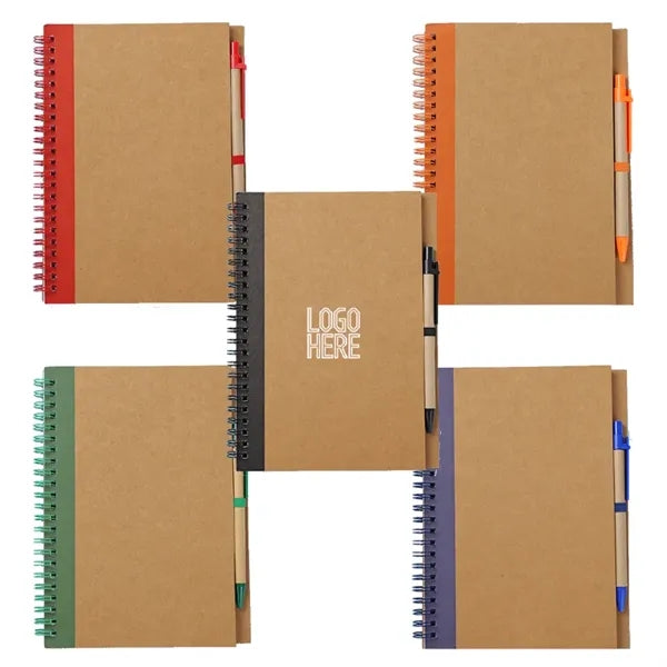 Eco-Inspired Spiral Notebook with Pen