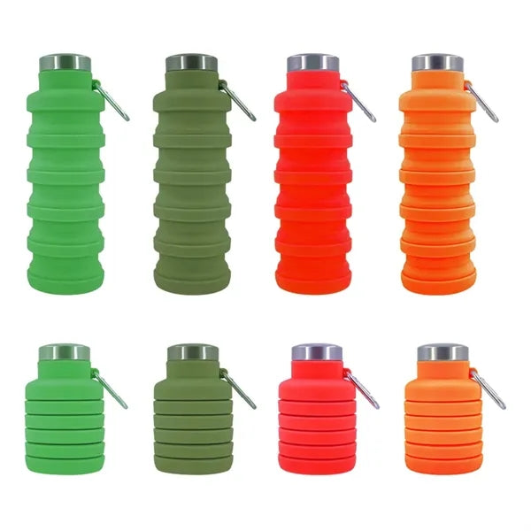 Collapsible Silicone Sport Water Bottle with Carabiner