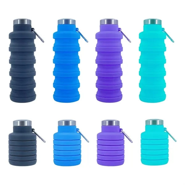 Collapsible Silicone Sport Water Bottle with Carabiner