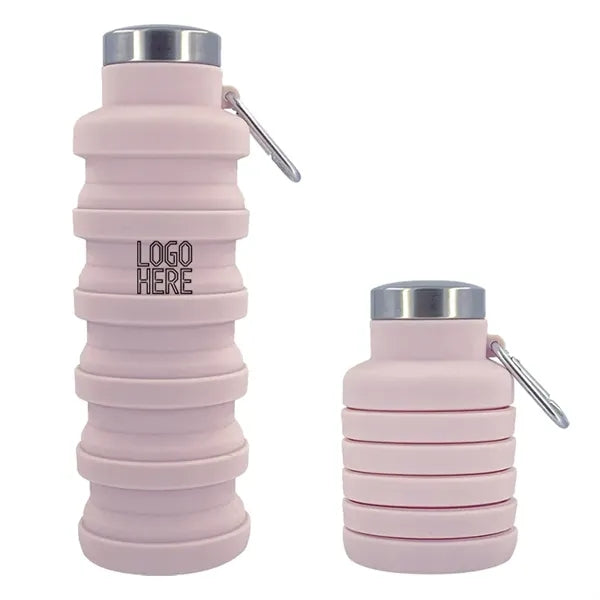 Collapsible Silicone Sport Water Bottle with Carabiner