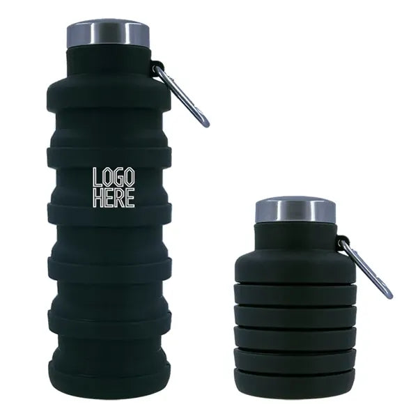 Collapsible Silicone Sport Water Bottle with Carabiner