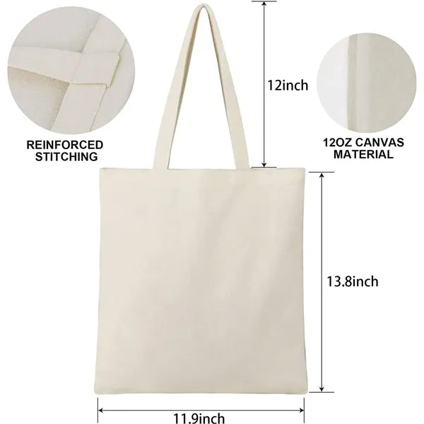 Canvas Tote Bag Cotton Shopping Grocery Shoulder Handbag