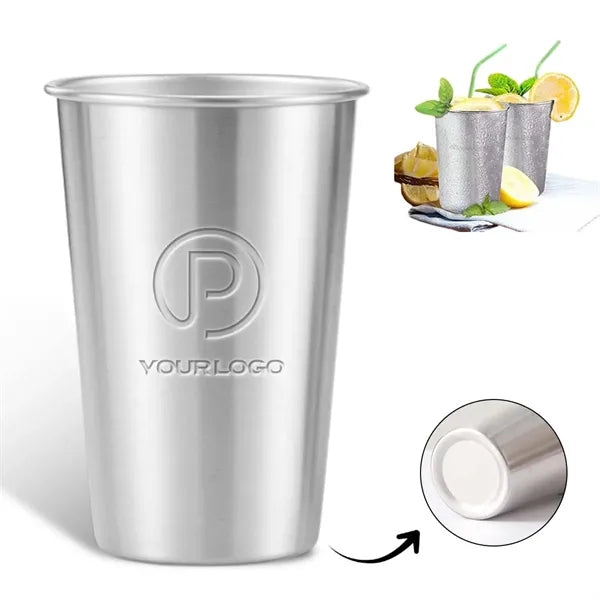 16Oz Stainless Steel Pint Cup Unbreakable For Bar Restaurant