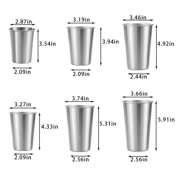 16Oz Stainless Steel Pint Cup Unbreakable For Bar Restaurant