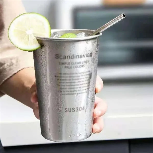 16Oz Stainless Steel Pint Cup Unbreakable For Bar Restaurant