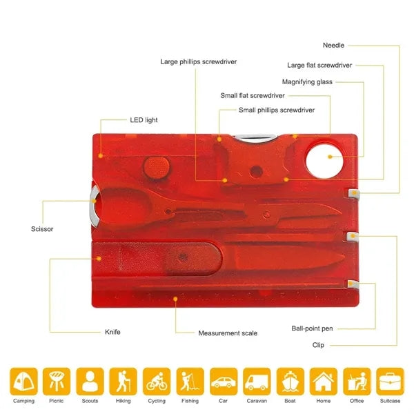 12 in Pocket Multifunctional Survival Card Tools