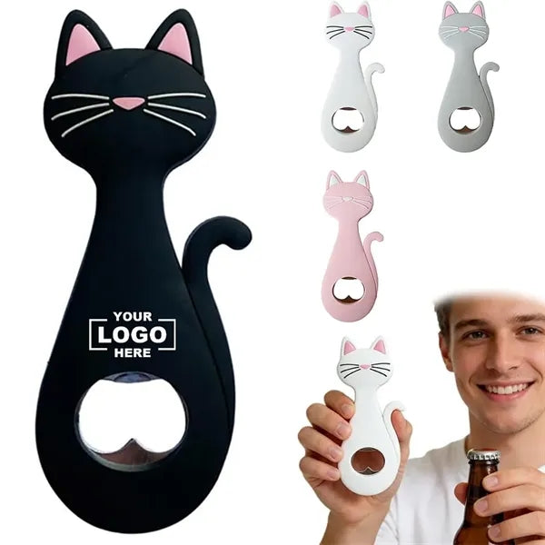 Silicone Cat Bottle Opener With Magnetic Back