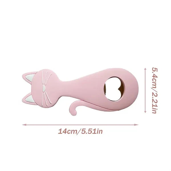 Silicone Cat Bottle Opener With Magnetic Back