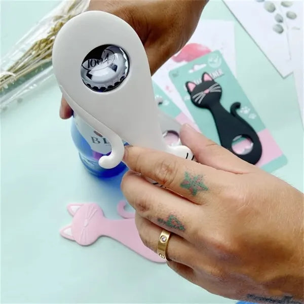 Silicone Cat Bottle Opener With Magnetic Back