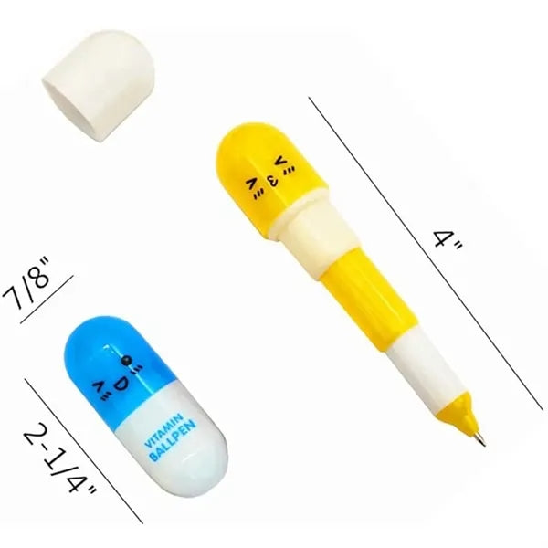 Vitamin Pill Ballpoint Pen Retractable Ball