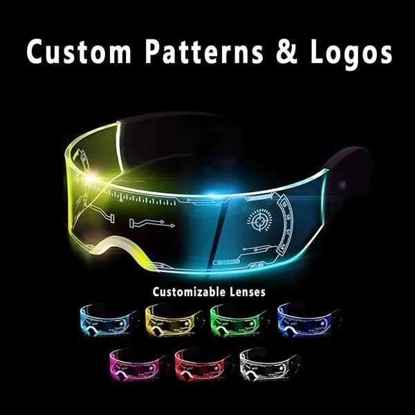 LED Visor Glasses 7 Color 4 Mode Cyberpunk Halloween