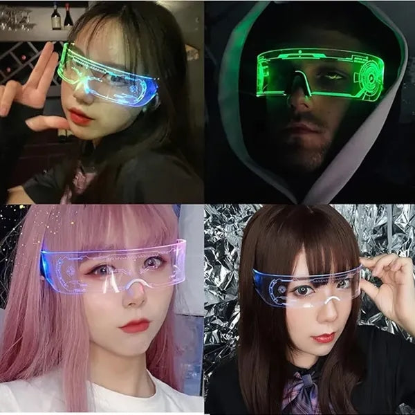 LED Visor Glasses 7 Color 4 Mode Cyberpunk Halloween