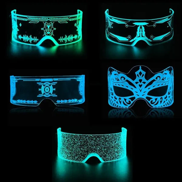 LED Visor Glasses 7 Color 4 Mode Cyberpunk Halloween