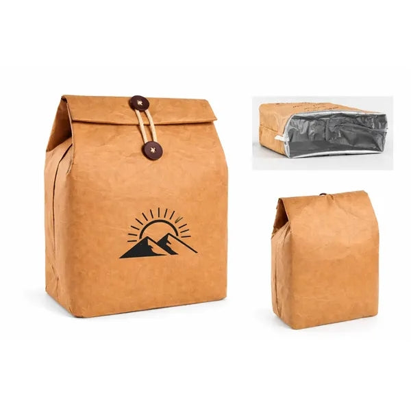 Waterproof Insulated Kraft Paper Lunch Bags With 2 Buckles