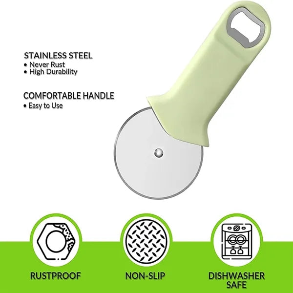 Stainless Steel Pizza Cutter Bottle Opener