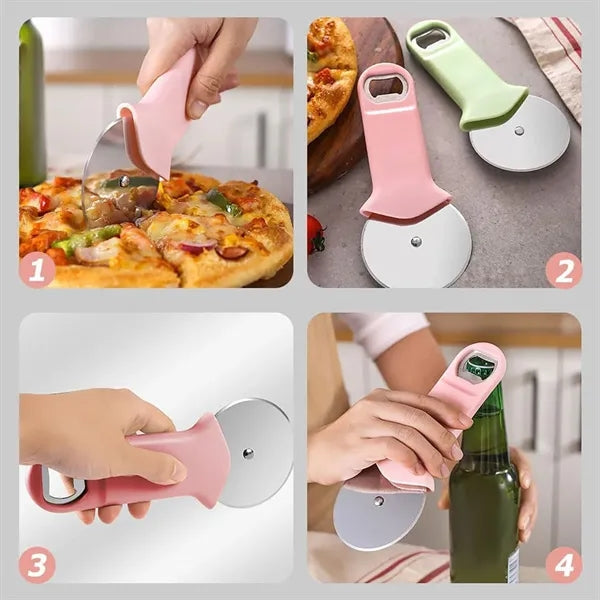 Stainless Steel Pizza Cutter Bottle Opener