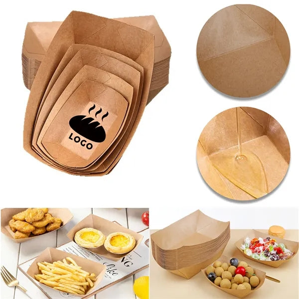 Food Grade Non Folding Kraft Paper Boat Box