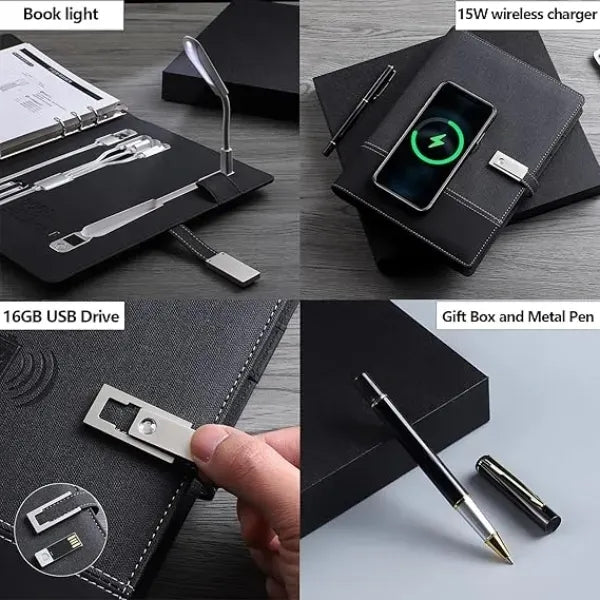 Notebook with Power Bank &15W Wireless Charger