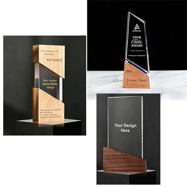 Crystal Trophy Award Plaque Gift