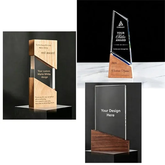 Crystal Trophy Award Plaque Gift