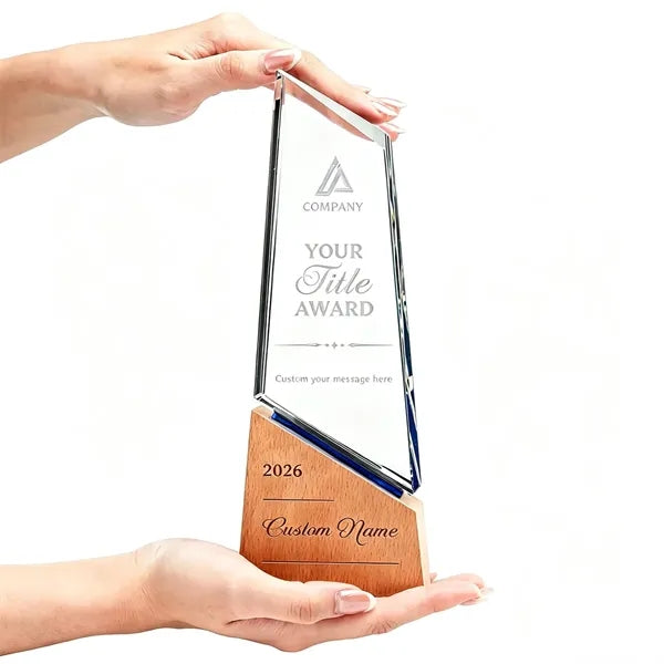 Crystal Trophy Award Plaque Gift