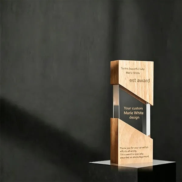 Crystal Trophy Award Plaque Gift