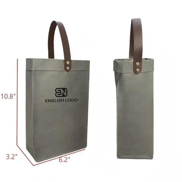 Washable Kraft Paper Single Wine Bottle Bag with Custom Logo