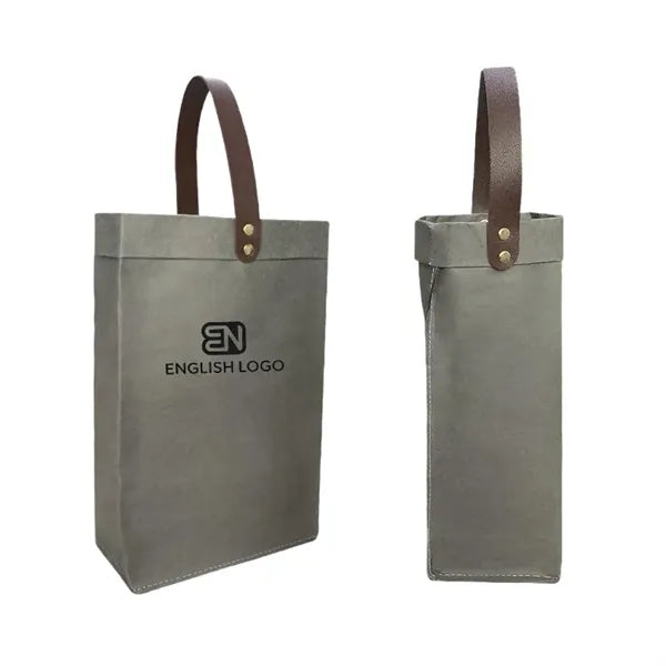 Washable Kraft Paper Single Wine Bottle Bag with Custom Logo
