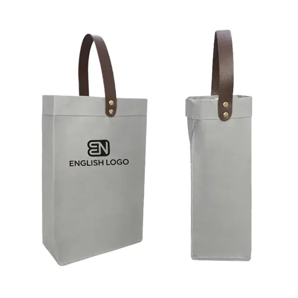 Washable Kraft Paper Single Wine Bottle Bag with Custom Logo