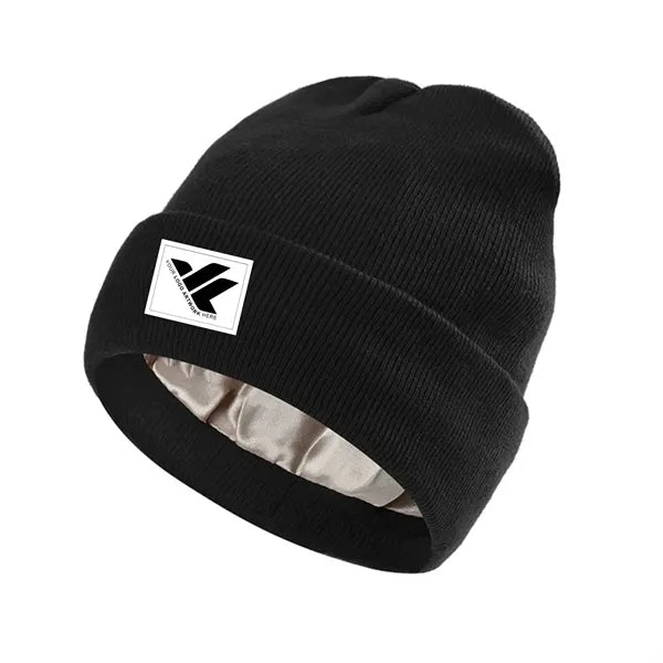Cuffed Knit Beanie with Satin Lining