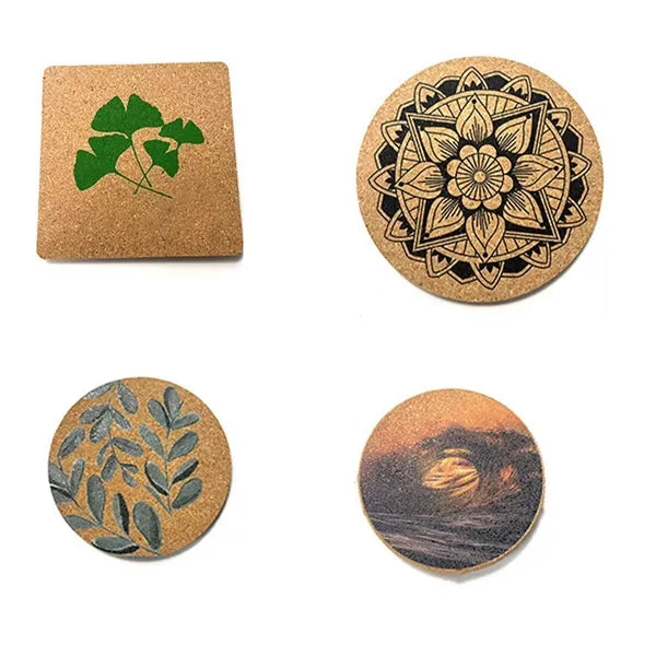 Natural Beige Cork Coaster Eco-Friendly Table