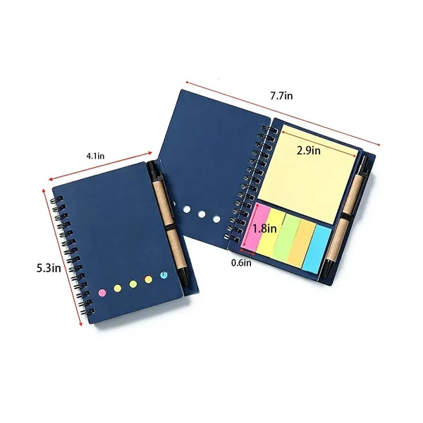 Portable Spiral Notepad Set Sticky Note Index Tabs Notebook