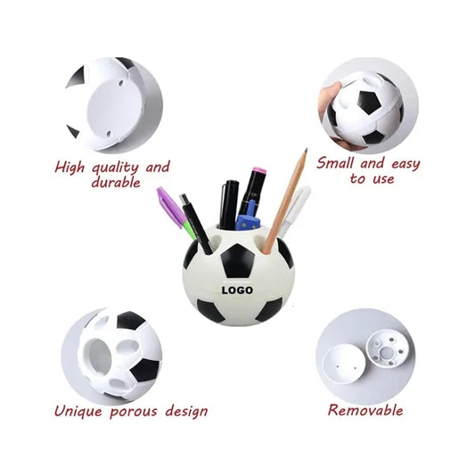 Logo Football Shape Desktop Pen Holder Desk Organize