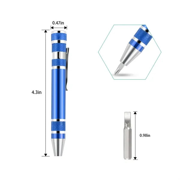 8 In 1 Magnetic Screwdriver Pen Multi Bit Precision Tool