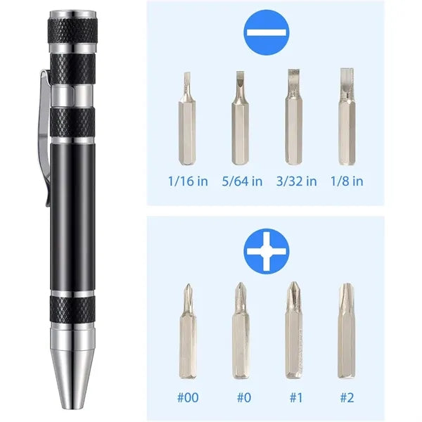 8 In 1 Magnetic Screwdriver Pen Multi Bit Precision Tool
