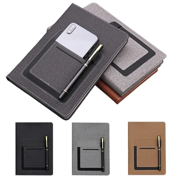 A5 PU Business Notebook Phone Pocket Card Slot